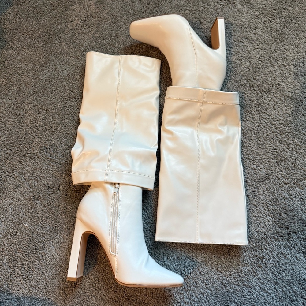 NEW Lulus Lorlia Almond Square Toe Knee High Boots - Picture 4 of 8